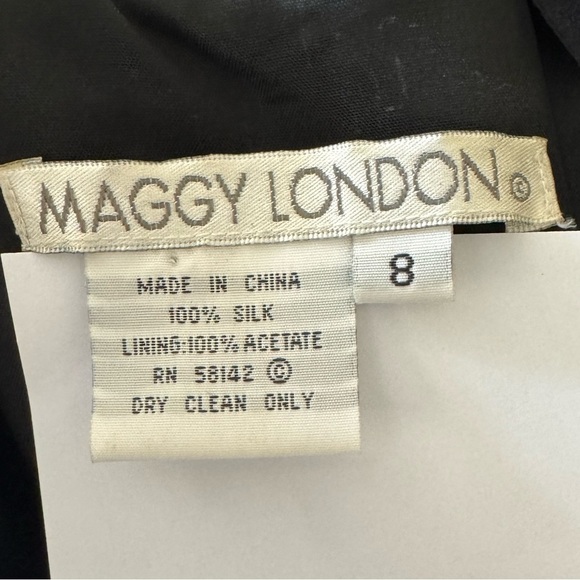 "Maggy London 100% Silk Halter Ruffle Midi Knee Length Dress Black,Size 8 - Picture 9 of 10